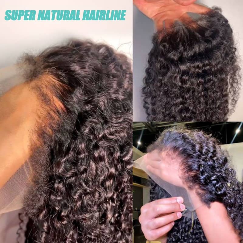 Ventilated Natural 4C Edges Water Wave 13X4/13x6 Transparent HD Lace Front Wig With Realistic Hairline - Image 5