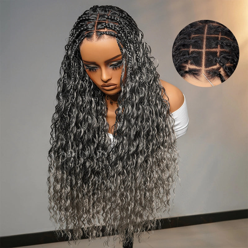 Invisi Strap Full Lace Knotless Boho Curls Braided Long Wig Pre-braid Lightweight Super Natural Scalp - Image 12