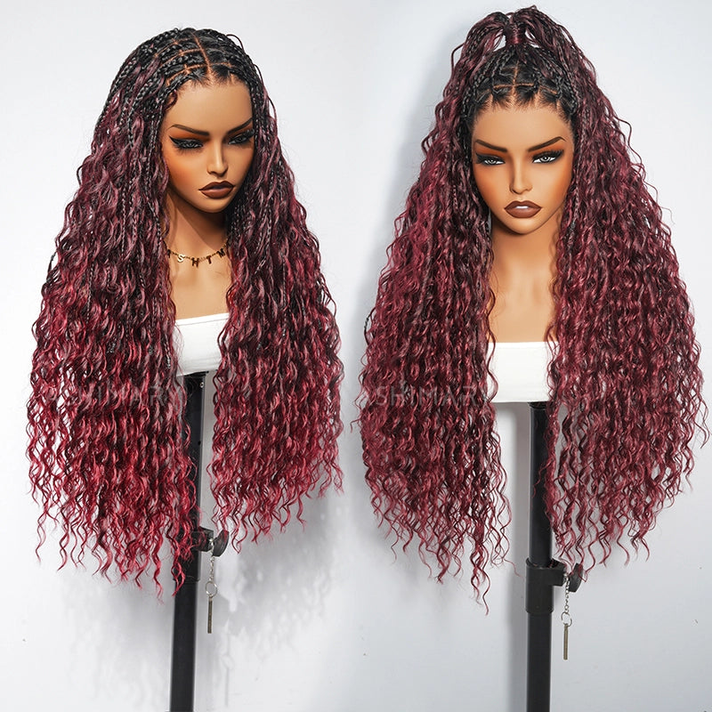 Invisi Strap Full Lace Knotless Boho Curls Braided Long Wig Pre-braid Lightweight Super Natural Scalp - Image 17