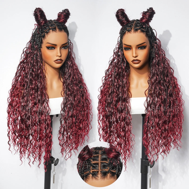 Invisi Strap Full Lace Knotless Boho Curls Braided Long Wig Pre-braid Lightweight Super Natural Scalp - Image 16