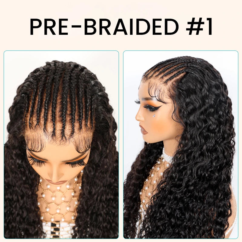 Pre-Braided Styles 10x6 Parting Max Pre Cut Transparent Lace Frontal Glueless Wig Put On & Go Human Hair - Image 2