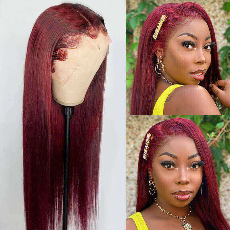99J Burgundy Lace Front Wig 13*4 13*6 Frontal Straight Wigs Ashimary Virgin Hair - Image 8