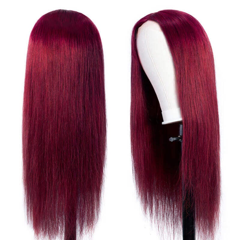 99J Burgundy Straight 4x4 5x5 6x6 Glueless Lace Closure Wig Ashimary Virgin Hair - Image 3
