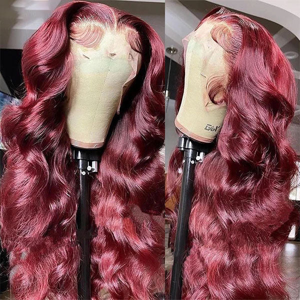 Body Wave 99J Burgundy Curly Wig 13*4 13*6 Frontal Wigs Ashimary Virgin Hair Front Wigs - Image 2