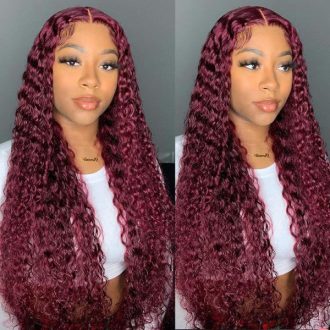 99J Burgundy Water Wave Curly Lace Wig Frontal Wigs 13x4 13x6 Ashimary Virgin Hair Front Wigs