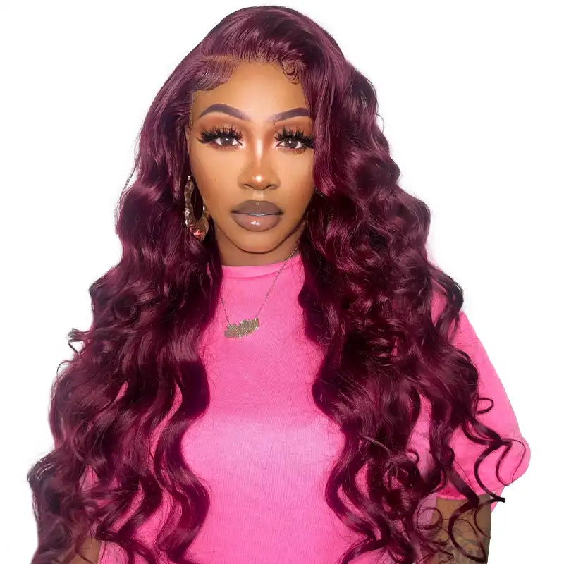 Body Wave 99J Burgundy Curly Wig 13*4 13*6 Frontal Wigs Ashimary Virgin Hair Front Wigs