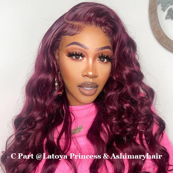 Body Wave 99J Burgundy Curly Wig 13*4 13*6 Frontal Wigs Ashimary Virgin Hair Front Wigs - Image 4