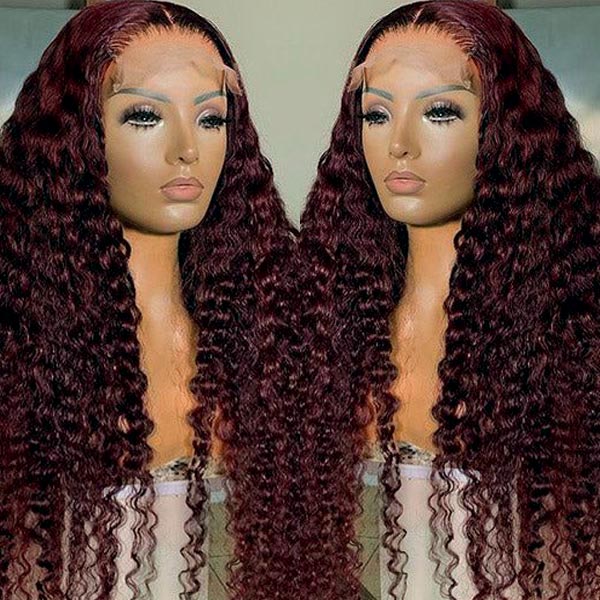 Deep Wave Dark 99J Burgundy 4x4 & 5x5 & 6x6 Frontal Wigs Ashimary Virgin Hair For Women - Image 5