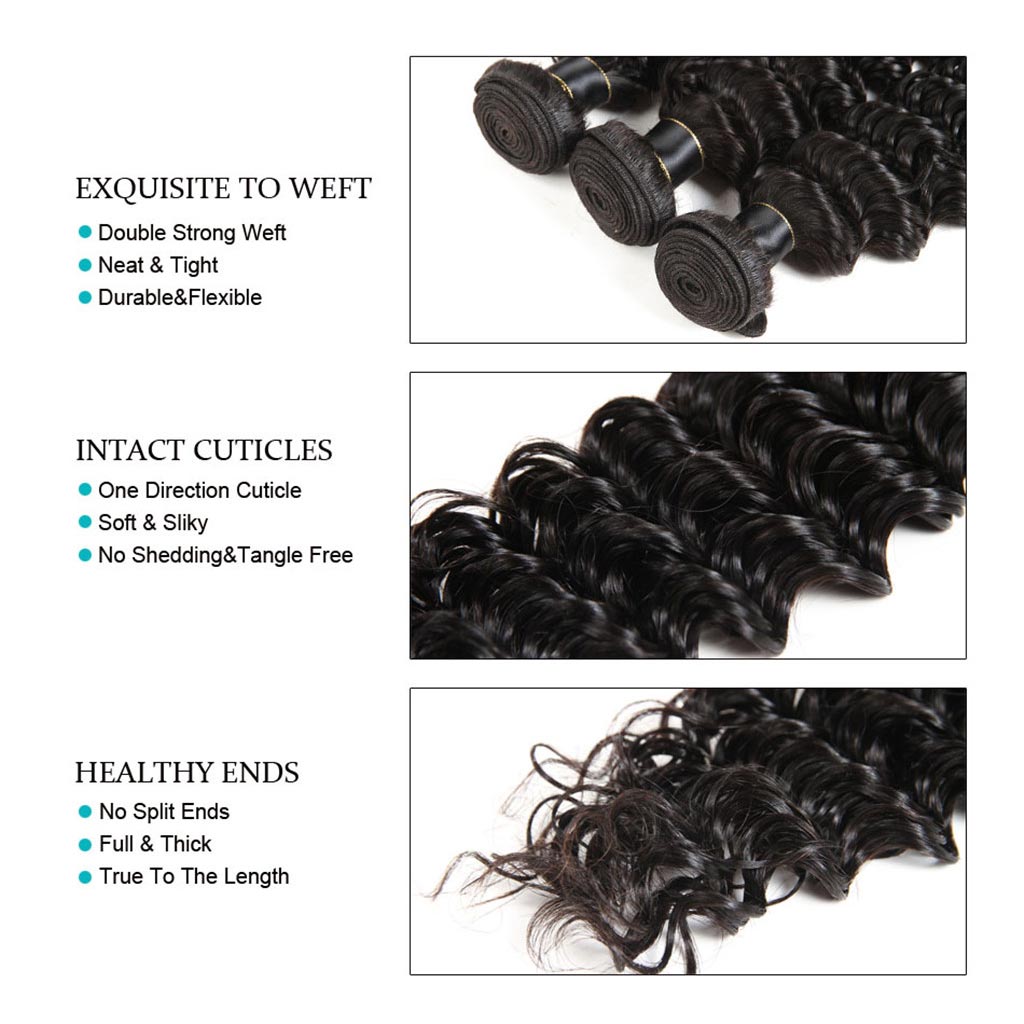 Luxurious Deep Wave 4 Bundles With Closure Natural Color - Image 2