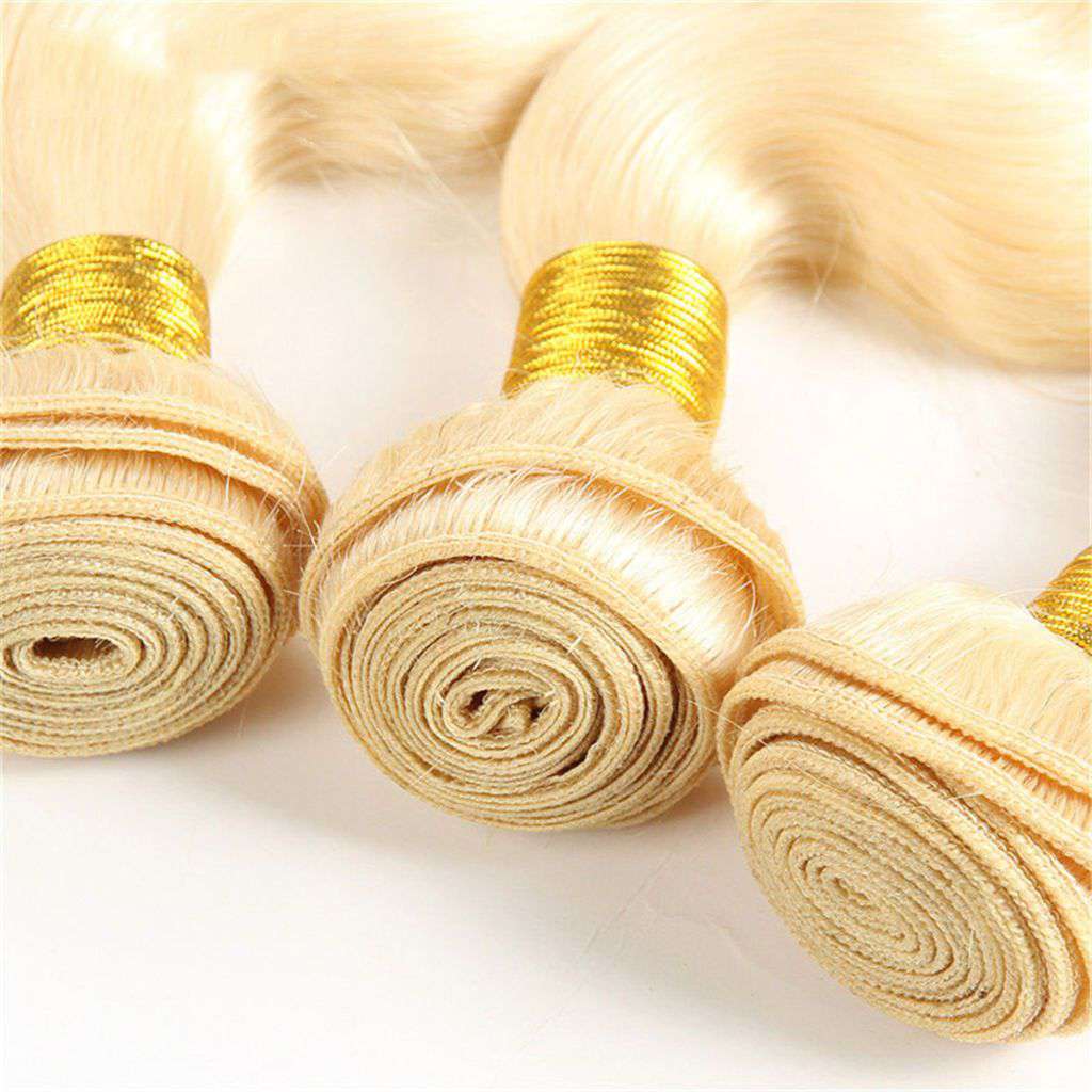 4 Bundles 613 Honey Blonde Straight Brazilian Human Hair Bundles - Image 5