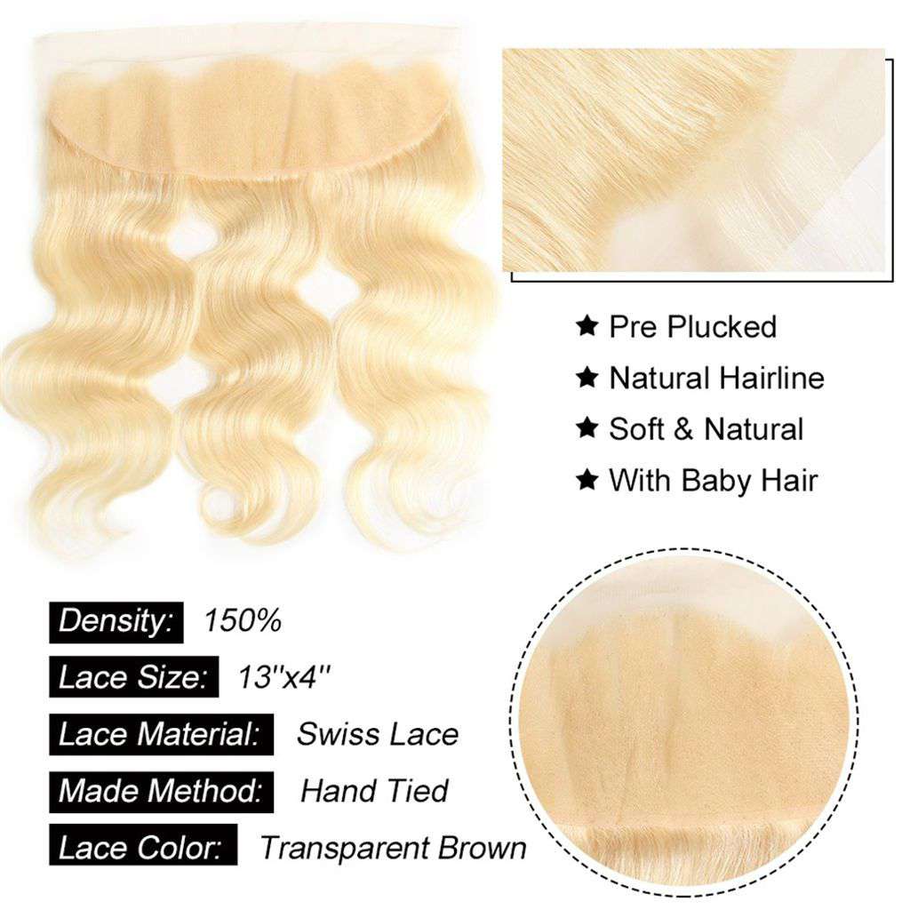 613 Honey Blonde Brazilian Body Wave Hair 3 Bundles With Frontal Human Hair - Image 5