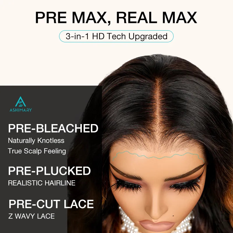 BOGO 360 Lace Frontal with Invisi Strap 3D Bouncy Body Wave Black Ombre Brown Highlight Pre Plucked Wig - Image 13