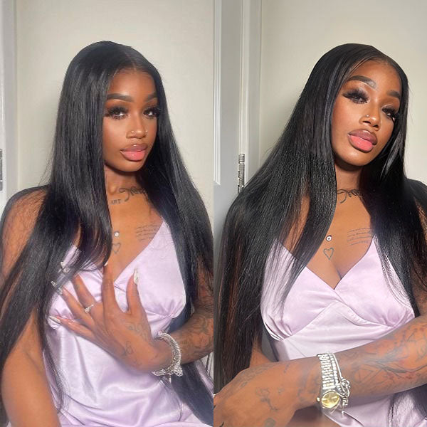 Air Wig|HD Transparent Lace Wear and Go Straight Wig with Pre Cut Lace & Bleached Knots & Pre-plucked Hairline - Image 9