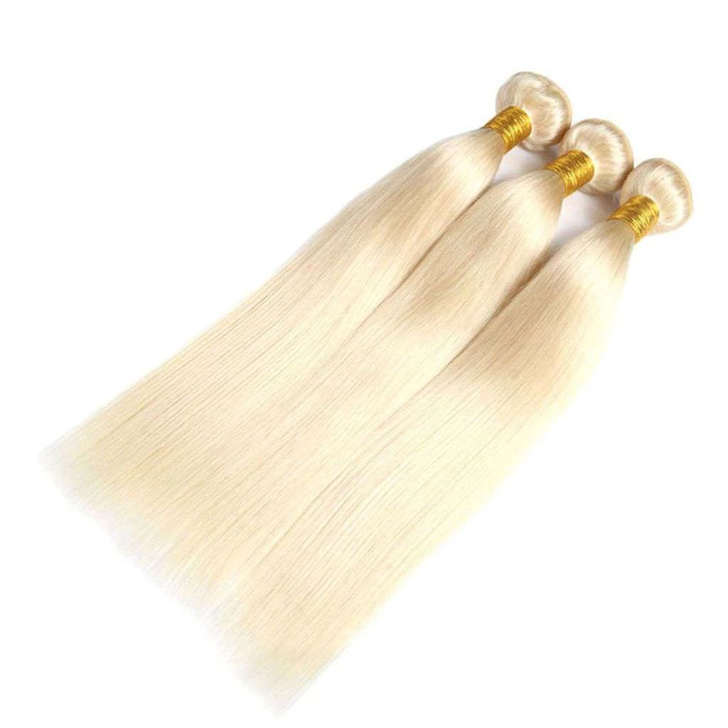 613 Honey Blonde Peruvian Straight Hair 3 Bundles With Frontal Human Hair - Image 4