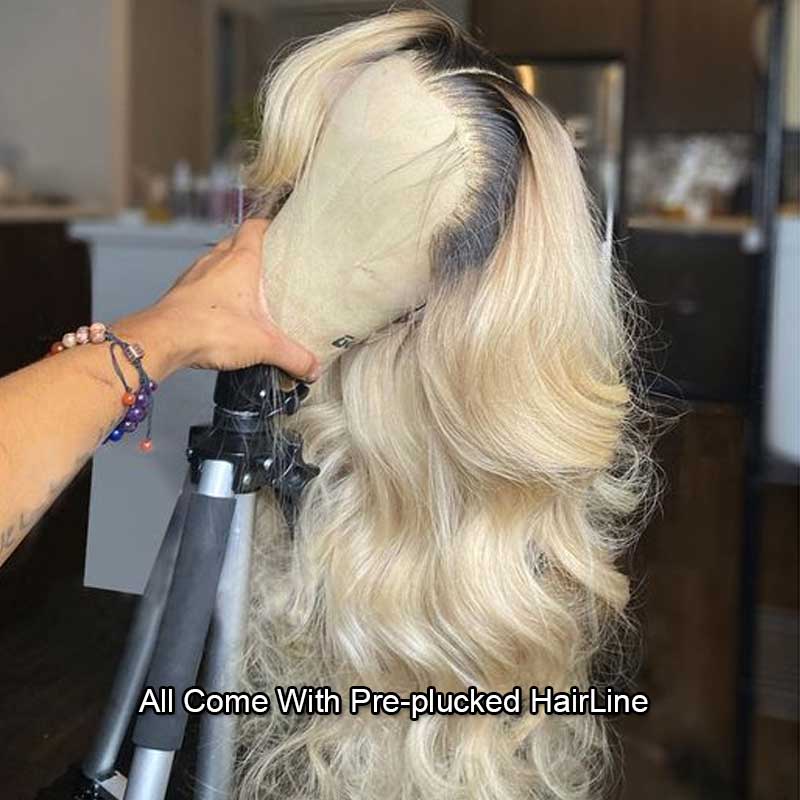 Blonde Wig With Dark Roots 1B/613 Transparent HD Lace Front Wigs 13*4 Frontal Ashimary Hair - Image 6