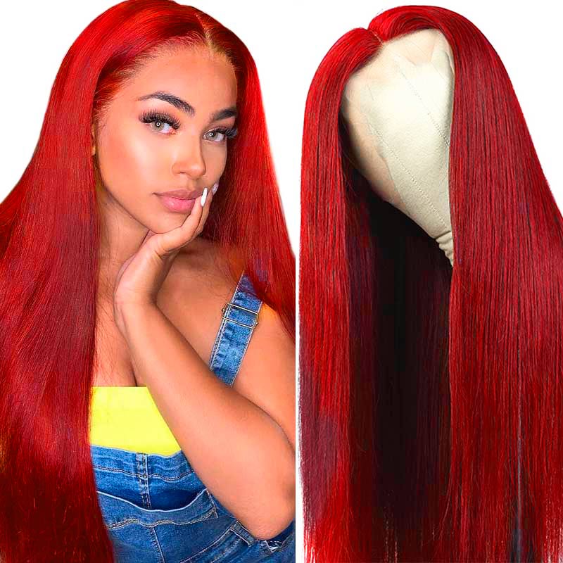 Red Lace Front Wig 13*4 Transparent Lace Ashimary Red Wig Human Hair - Image 3