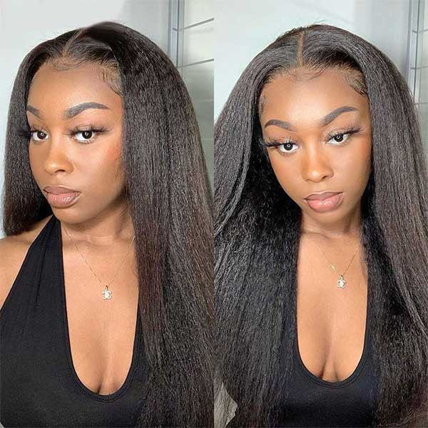 Wear & Go Pre Cut Lace 13x4 Frontal Kinky Straight Glueless Wig With With Pre Bleach Knots & Plucked Hairline - Image 4