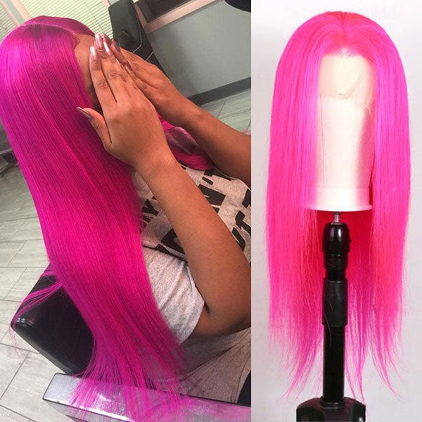 Ashimary Hot Pink straight hair 13x4/13x6 HD Transparent Lace Frontal Wig - Image 5