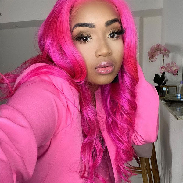 Ashimary Hot Pink straight hair 13x4/13x6 HD Transparent Lace Frontal Wig - Image 2