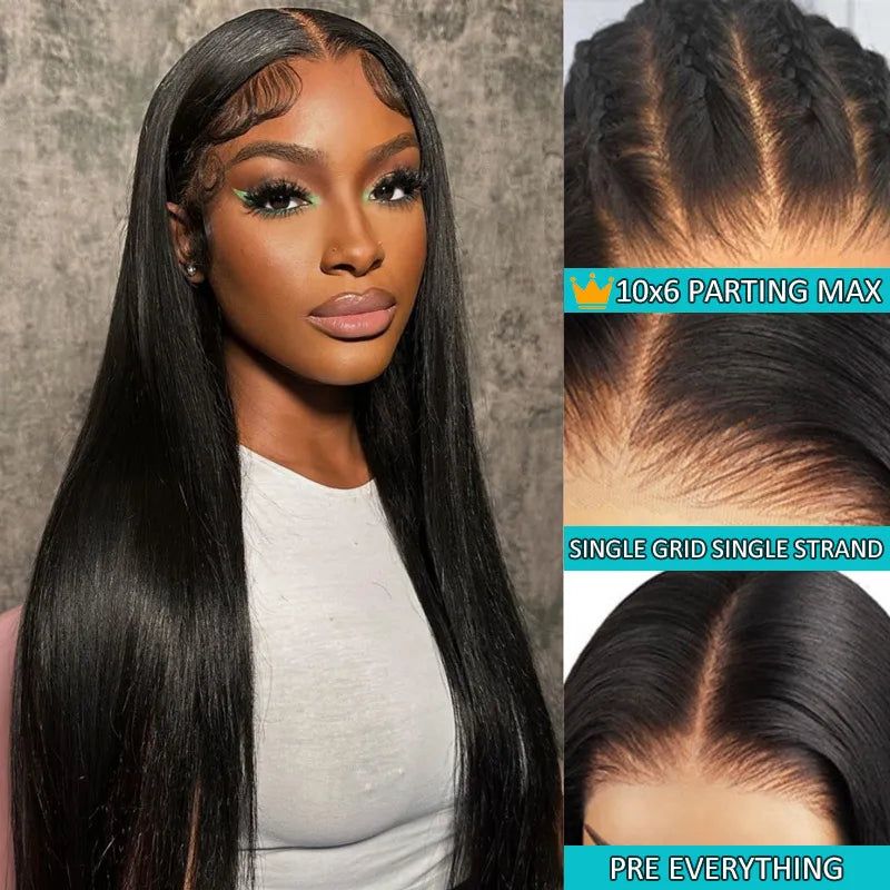 Ashimary 10x6 Parting Max HD Lace Glueless Single Grid Single Strand Wig Straight Wear & Go Wigs - Image 5