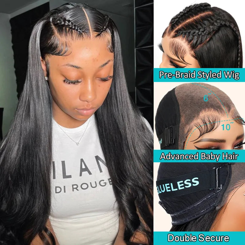 Braid In Advance Baby Hair Glueless 10x6 Lace Frontal Put On & Go Pre Everything Human Hair Wig - Image 3