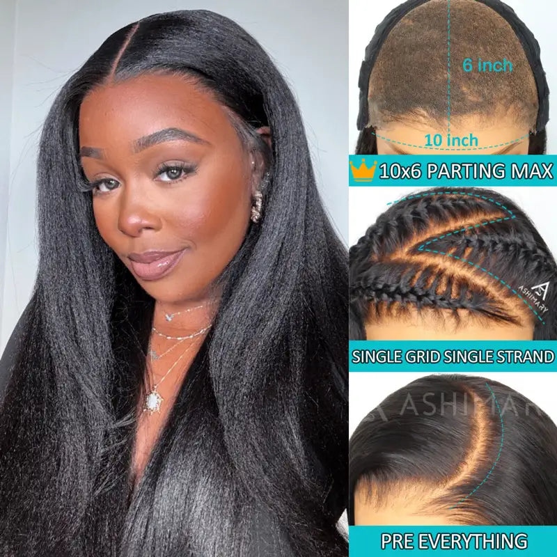 Yaki Straight 10x6 Parting Max Wear and Go Glueless Bye Bye Knots Pre Cut Lace Wig Ashimary - Image 3
