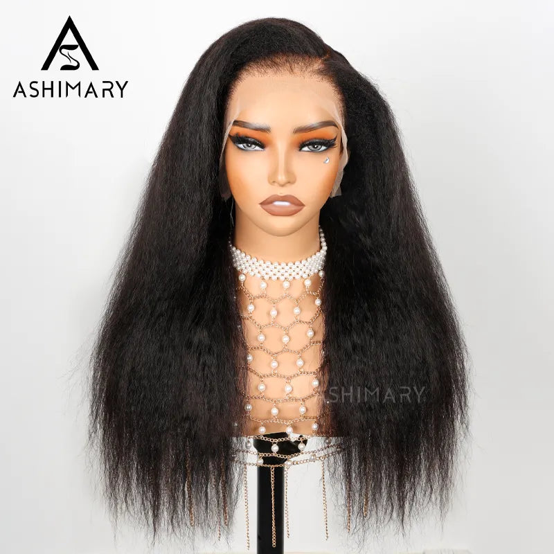 Ashimary Newborn Hairline 13x4 Glueless Lace BlendAway Transparent Lace Black Kinky Straight Wig - Image 9