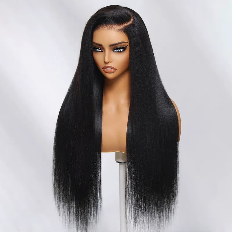Ashimary 13x4 Glueless Transparent Lace Black Yaki Straight Silk Press Wig - Image 8
