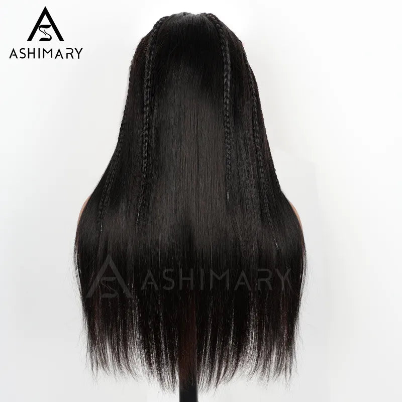 Ashimary Pull Go 13x6 Full Wig Half Braid Straight Transparent Lace Frontal Pre Bleached & Plucked Human Hair Pre Styled Glueless Wig - Image 6
