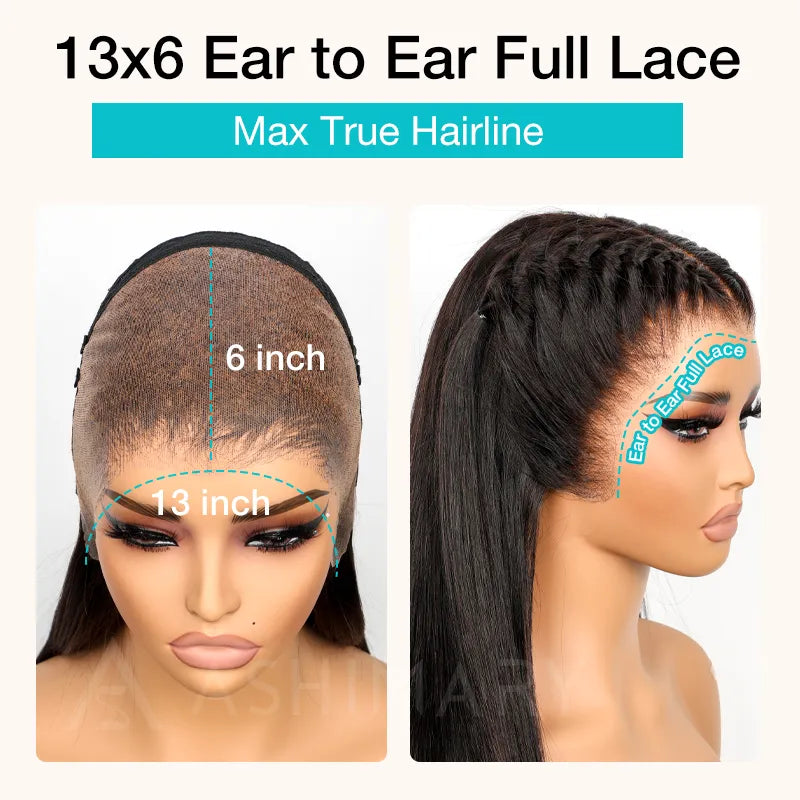 Pull Go 13x6 Full Glueless Wig Transparent Lace Front Wigs Body Wave Natural Black Ashimary Hair - Image 10