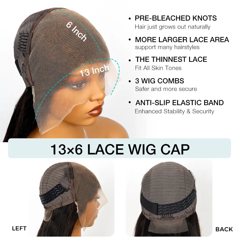 Flash Sale 13x6 Full Lace Frontal Wig Pre-Cut Lace Glueless Straight Human Hair Wig - Image 5