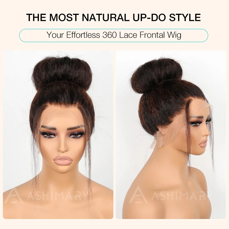 Highlight Kinky Straight Invisi Strap 360 Skin Lace Frontal Glueless Wig Pre Everything Human Hair Wig - Image 11
