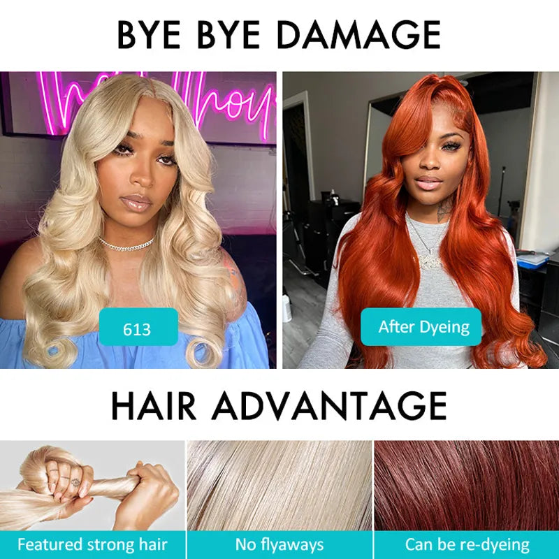 Ashimary Blonde Full Lace Frontal with Invisi-Strap™ Parting Max Skin Melt Lace 613 Colored Body Wave Human Hair Wig - Image 6