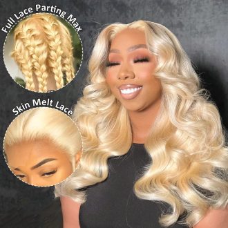 Ashimary Blonde Full Lace Frontal with Invisi-Strap™ Parting Max Skin Melt Lace 613 Colored Body Wave Human Hair Wig