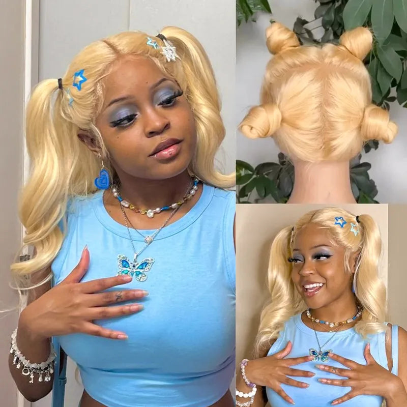 Ashimary Blonde Full Lace Frontal with Invisi-Strap™ Parting Max Skin Melt Lace 613 Colored Body Wave Human Hair Wig - Image 2