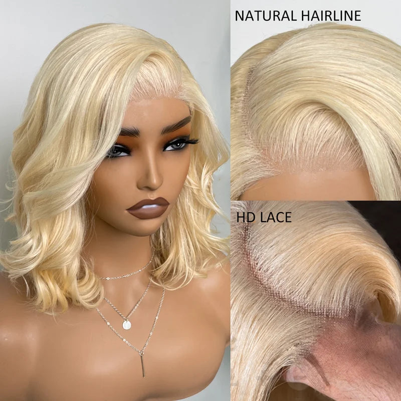 Salon Body Wave Blonde 613 5x5 Closure Transparent Lace Bob Wig 100% Virgin Human Hair - Image 2
