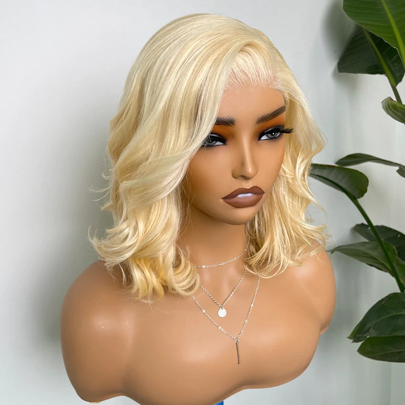 Salon Body Wave Blonde 613 5x5 Closure Transparent Lace Bob Wig 100% Virgin Human Hair - Image 6