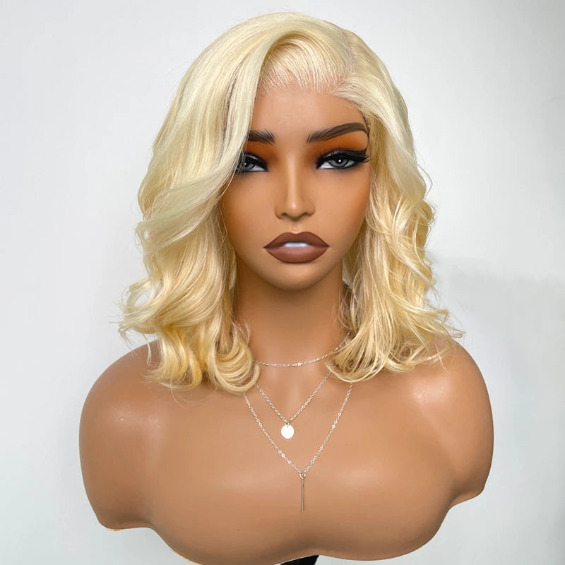 Salon Body Wave Blonde 613 5x5 Closure Transparent Lace Bob Wig 100% Virgin Human Hair - Image 4