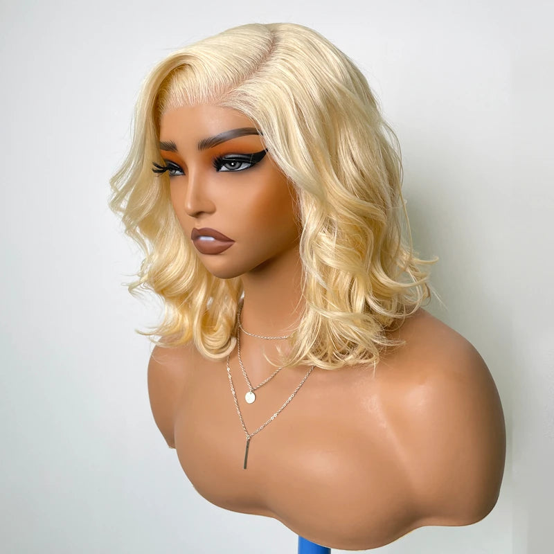 Salon Body Wave Blonde 613 5x5 Closure Transparent Lace Bob Wig 100% Virgin Human Hair - Image 5