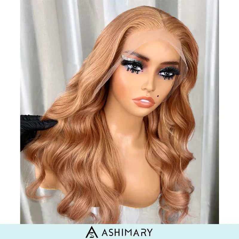 Ashimary Light Flaxen Brown Color 13x4 Lace Front Body Wave Wig - Image 7