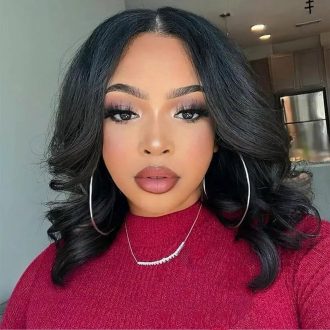 Face Framing Layers Cut Shoulder Length 4x4 Lace Frontal Bob Wig Salon Hairstyles Body Wave Human Hair