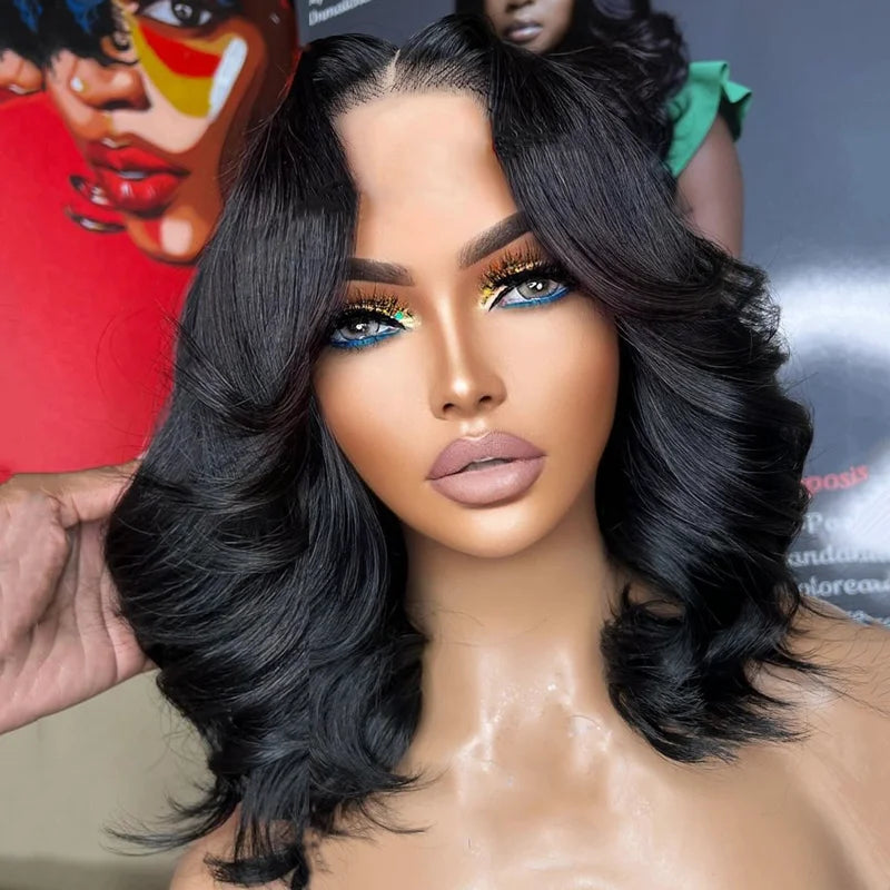 Face Framing Layers Cut Shoulder Length 4x4 Lace Frontal Bob Wig Salon Hairstyles Body Wave Human Hair - Image 2