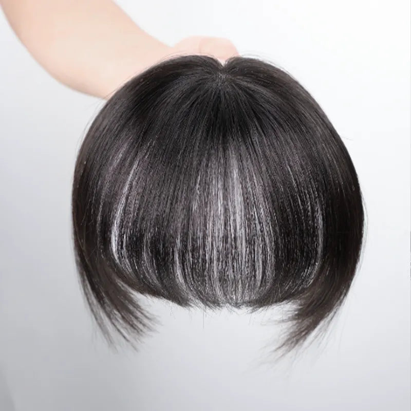 Ashimary Clip In Bang with Temples Hand-Tied Melt Lace Natural Black Straight Human Hair Extension - Image 10