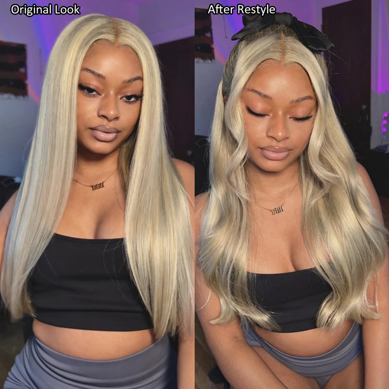 Customized Blonde Balayage on Brown Hair Transparent 13x4 &13x6 Full Lace Frontal Wig Ashimary Hair - Image 7