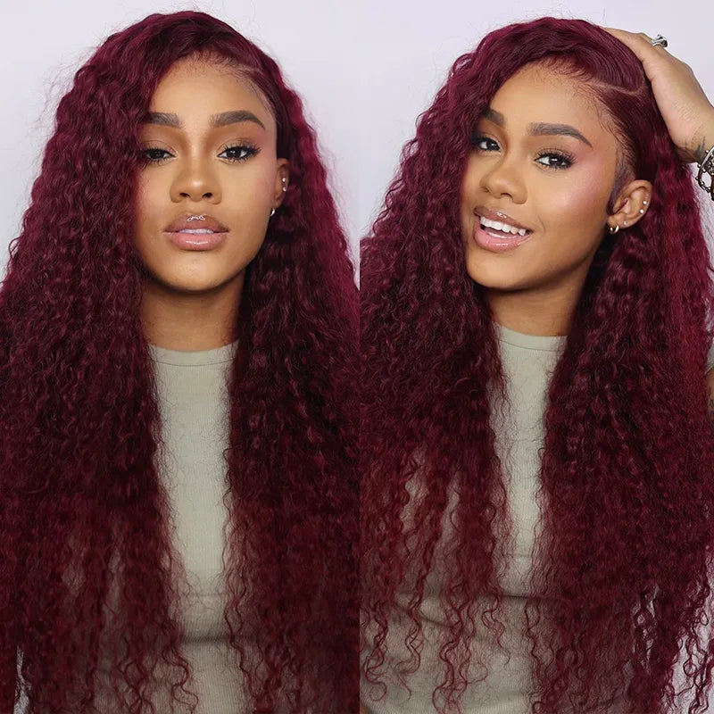 28 inch Flash Sale 13x4 Lace Frontal Wig Deep Wave Burgundy Human Hair Wigs - Image 3