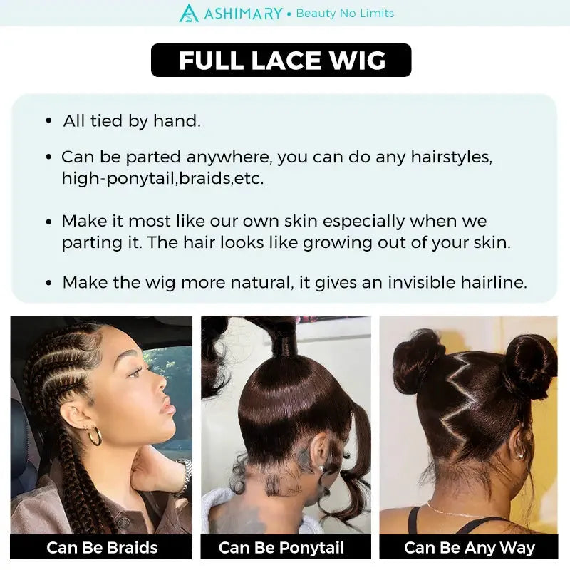 4# Chocolate Brown Full Lace Wig Ashimary Human Hair Wigs 180% Density All Texture - Image 6