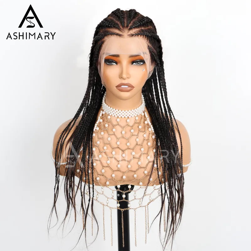 Full Lace Human Hair Micro Braids Wig Ashimary Goddess Braids 180% Density - Image 7