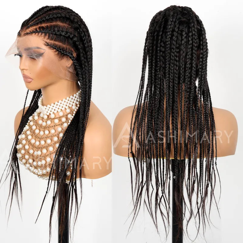Full Lace Human Hair Micro Braids Wig Ashimary Goddess Braids 180% Density - Image 2