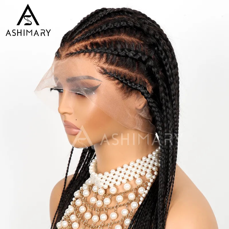 Full Lace Human Hair Micro Braids Wig Ashimary Goddess Braids 180% Density - Image 4