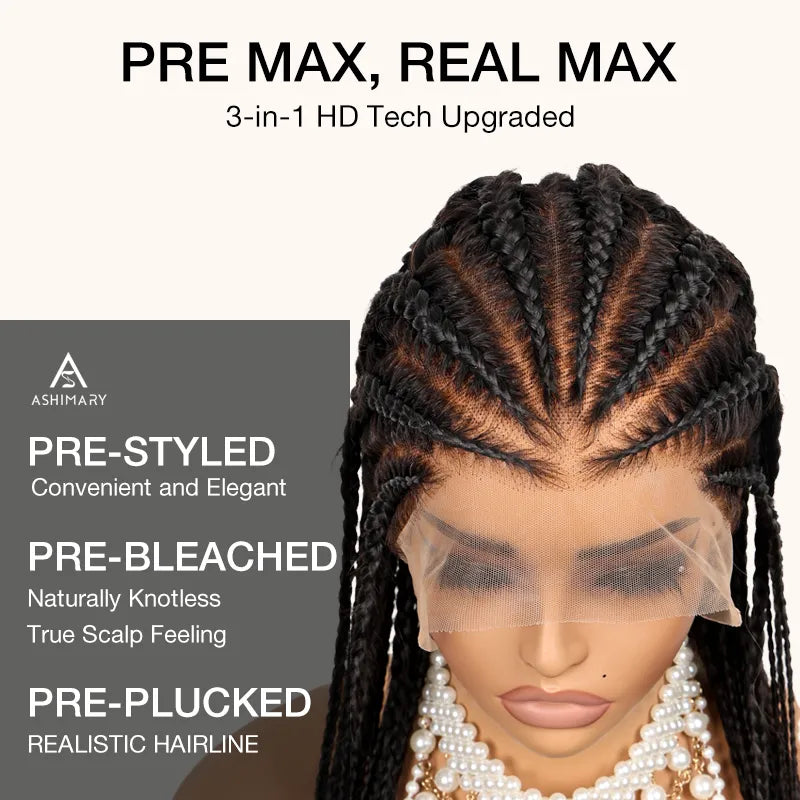 Full Lace Human Hair Micro Braids Wig Ashimary Goddess Braids 180% Density - Image 5